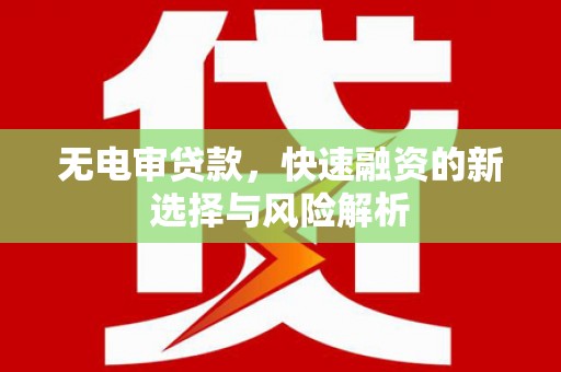 钟山无电审贷款，快速融资的新选择与风险解析